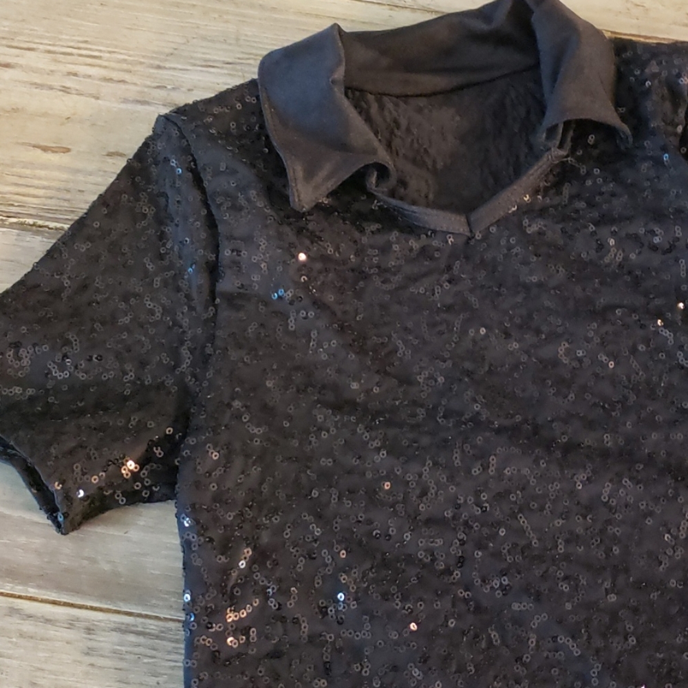 Black Sequence Dance Shirt